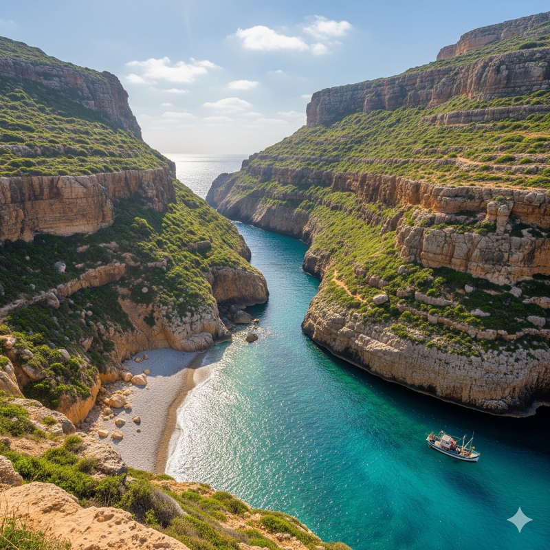 Údolí Wied il-Għasri na ostrově Gozo
