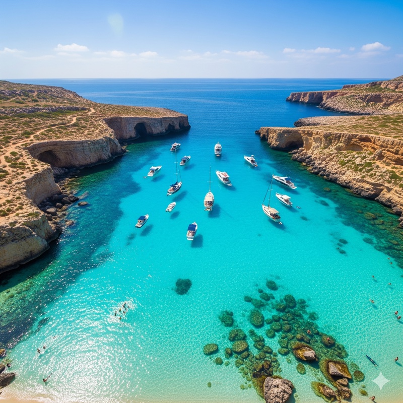 Křišťálová laguna na ostrově Comino