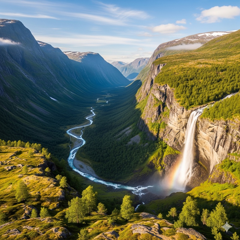 Pohoří Jotunheimen: Údolí Utladalen a Vodopády Vettisfossen