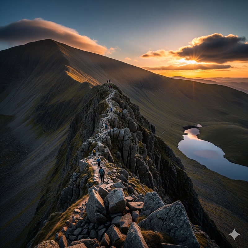 Hřeben Striding Edge na Helvellyn