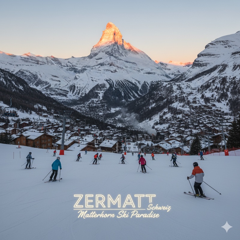 Zermatt, Švýcarsko: Lyžování s výhledem na Matterhorn